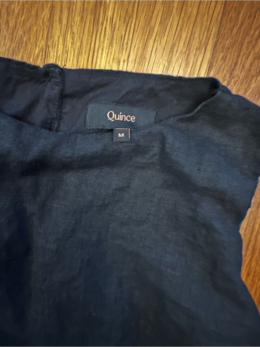 Quince 100% European Linen Sleeveless Shift Dress Black Medium